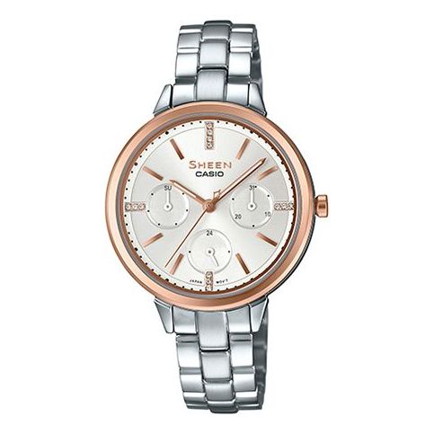CASIOWaterproof SHEEN Sapphire Crystal Silver Analog