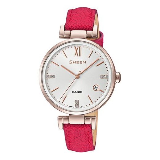 CASIOWaterproof SHEEN Quartz Sapphire Crystal Red Analog