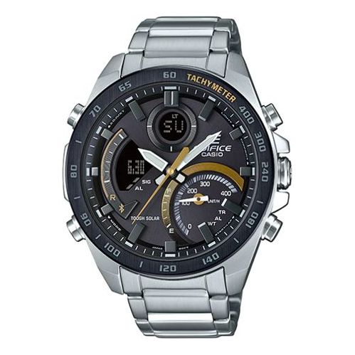 CASIOEDIFICE Waterproof Sapphire Crystal Mens Silver Analog