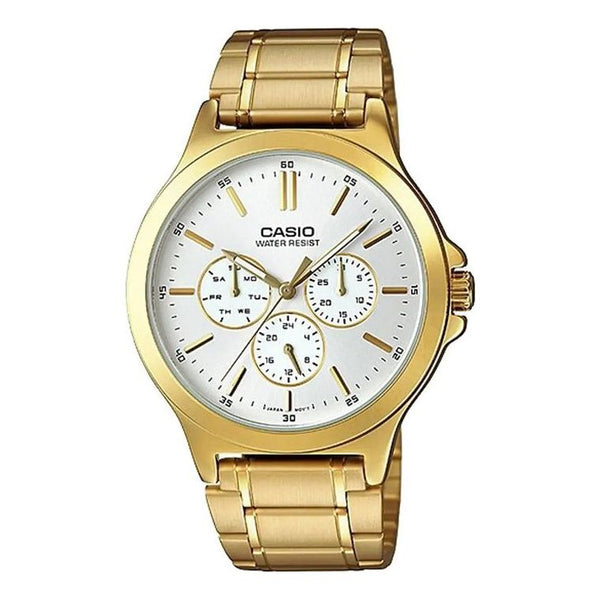 CASIOQuartz Waterproof GoldWhite Dial Mens GoldWhite Analog