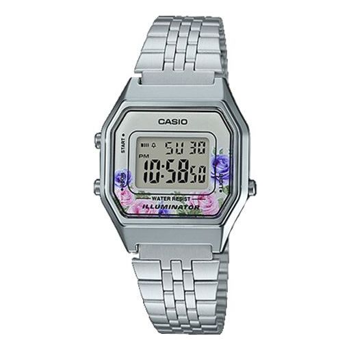 CASIOCasio Youth Vintage Digital Watch 'Silver Floral'