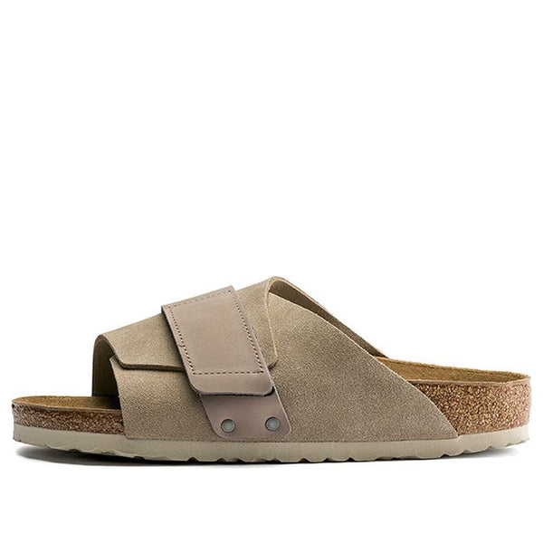 BirkenstockKyoto Nubuk Leather Narrow Fit Slides ' Taupe'