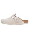 BirkenstockBoston Soft Footbed Suede Leather Narrow Fit Sandals 'Antique White'