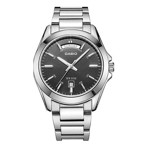 CASIOWaterproof Stainless Steel Strap Quartz Mens Black Analog