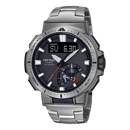 CASIOWaterproof Sports Solar Powered Mens Silver Analog/Digital Combo