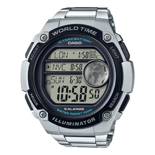 CASIOWaterproof Sports Mens SilverBlack Digital