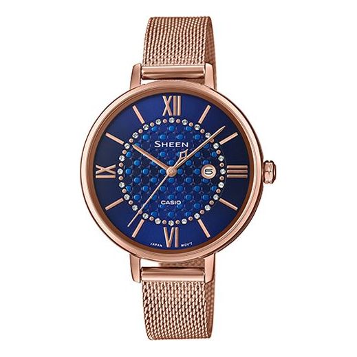 CASIOWaterproof SHEEN Quartz Sapphire Crystal Rose Gold Analog