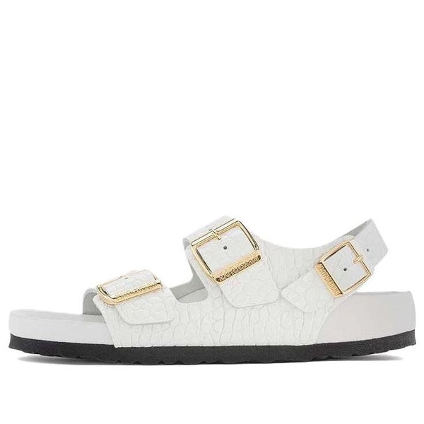 Birkenstock(WMNS)  Milano Embossed Leather Narrow Fit Sandals 'Emboss white'