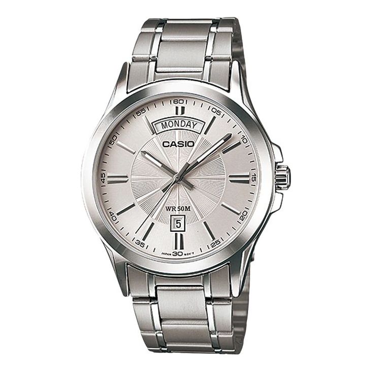CASIOSports Quartz Waterproof Stainless Steel Strap Unisex Mens SilverGray Analog