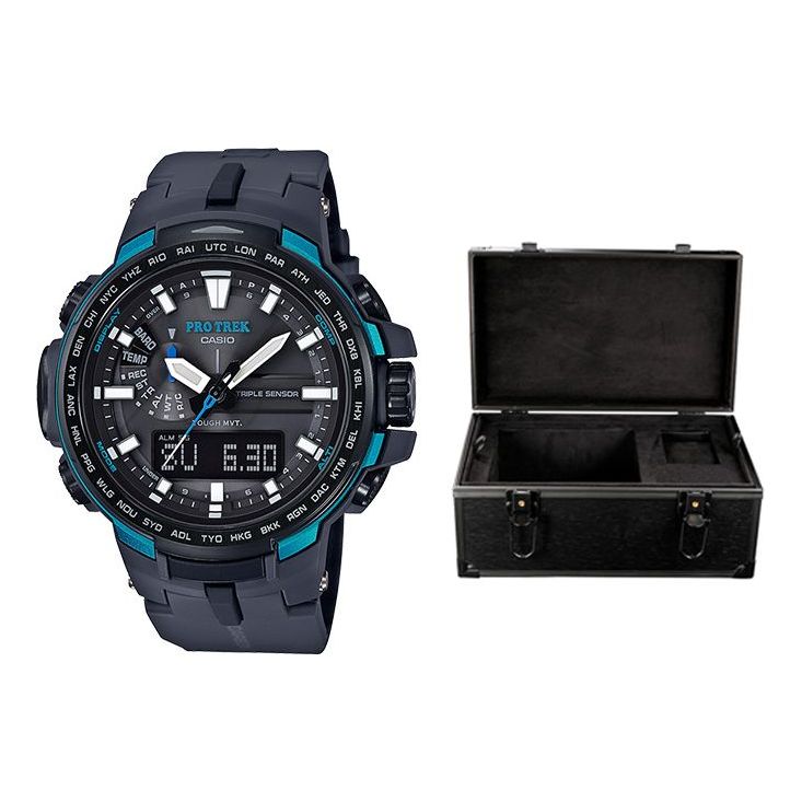 CASIOWaterproof Sports Solar Powered Mens Black Analog/Digital Combo