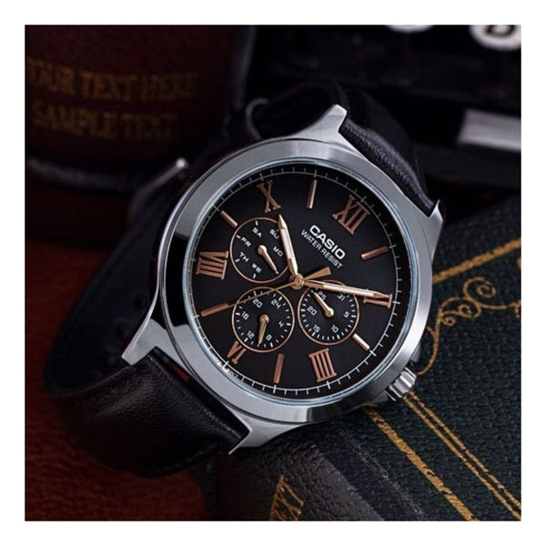 CASIOMen's  ENTICER SERISE Series Minimalistic Casual Watch Mens Black Analog