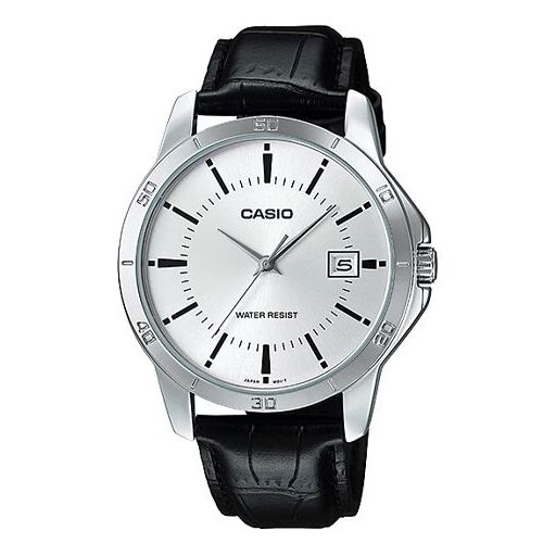 CASIODRESS Men's Standard Stainless Steel Date Silver Dial Black/White Quartz Waterproof Mens SilverBlack Analog