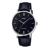CASIOLeather Band Waterproof Quartz Black Analog
