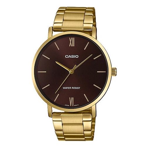 CASIOStainless Steel Strap Quartz Waterproof Brown Dial Mens Brown Analog