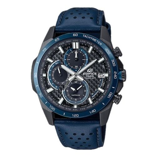 CASIOWaterproof EDIFICE Solar Powered Sports Sapphire Crystal Mens Blue Analog