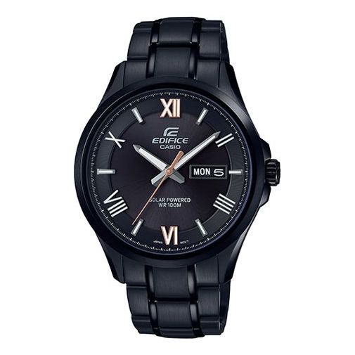 CASIOEDIFICE Quartz Solar Powered Mens Black Analog/Digital Combo