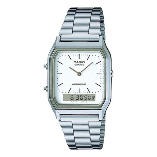 CASIOWaterproof Mens White Analog/Digital Combo