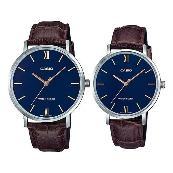 CASIOUnisex DRESS Series Waterproof Couple Quartz Blue Analog