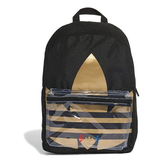 adidasBlack originals Adicolor Large Trefoil Classic Backpack 'Black Gold Metallic'