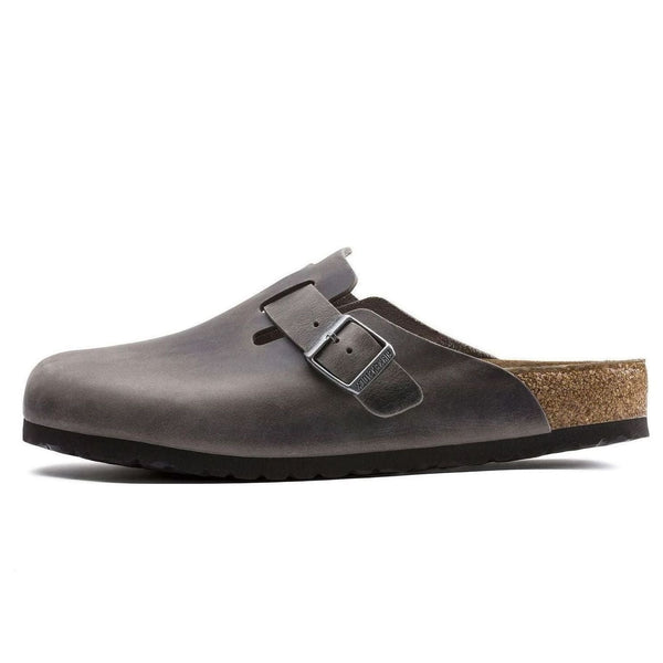 BirkenstockBoston Soft Footbed Oiled Leather Sandals 'Iron'