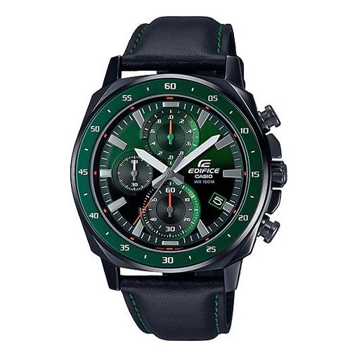 CASIOWaterproof EDIFICE Mens BlackGreen Analog