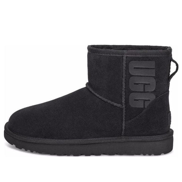 UGG(WMNS)  Classic Mini UGG Rubber Logo 'Black'