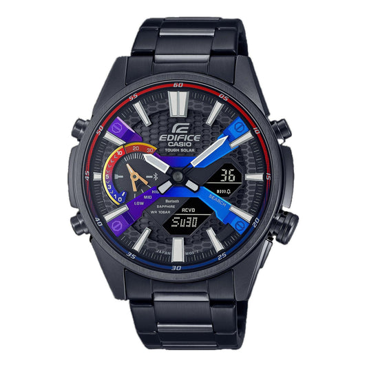 CASIOMen's  EDIFICE Precise Time Solar Energy Casual Watch Solar Powered Mens Black Analog