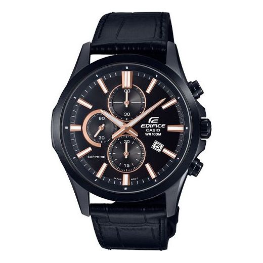 CASIOWaterproof EDIFICE Sapphire Crystal Quartz Mens Black Analog