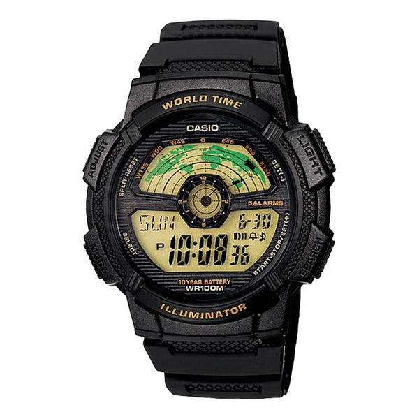 CASIOSports Waterproof Stainless Steel Strap Mens Black Digital