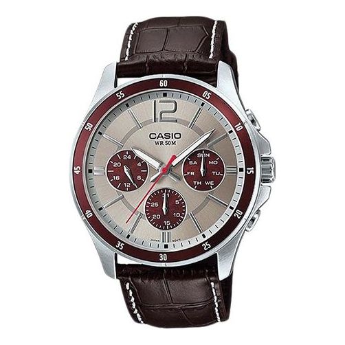 CASIOMen's ENTICER Wrist Red/Brown Waterproof Mens Red/Brown Analog