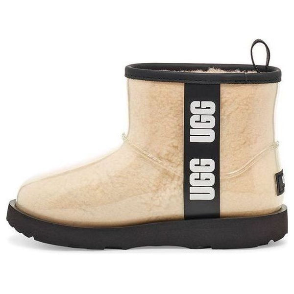 UGGClassic Clear Mini II Large LOGO Fleece Lined Big Boys Beige