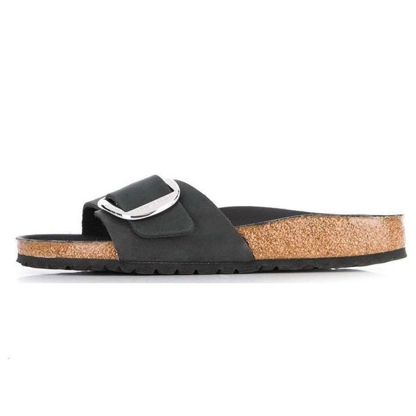Birkenstock(WMNS)  Madrid Big Buckle Oiled Leather Narrow Fit Sandals 'Black'