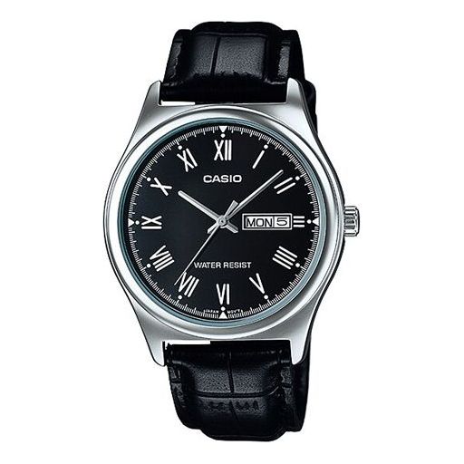 CASIOLeather Band Waterproof Men Mens Black Analog