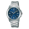 CASIOWaterproof Stainless Steel Strap Quartz Mens SilverBlue Analog