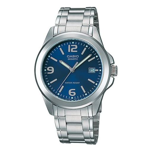 CASIOWaterproof Stainless Steel Strap Quartz Mens SilverBlue Analog