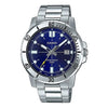 CASIODRESSSeries Business Men'ses Silver/Blue Stainless Steel Strap Mens SilverBlue Analog