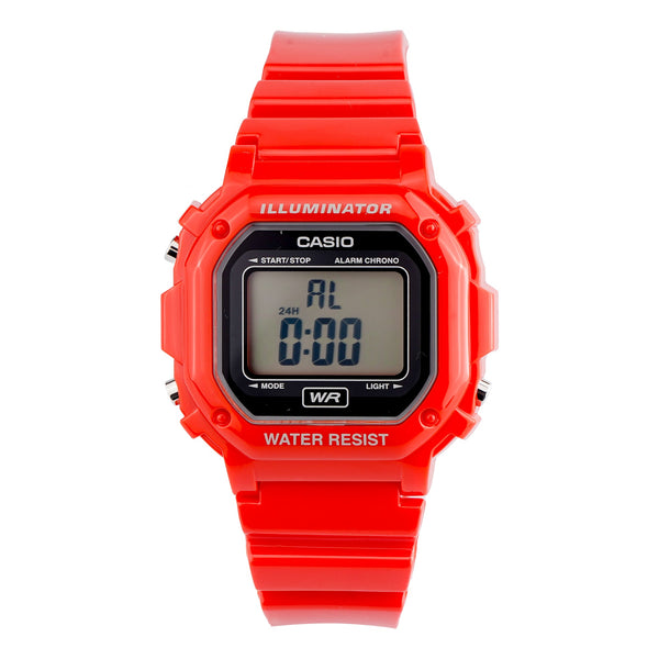 CASIOSmall Cube Quartz 50m Waterproof Strap Mineral Glass Lens Resin Strap Watch Red Digital