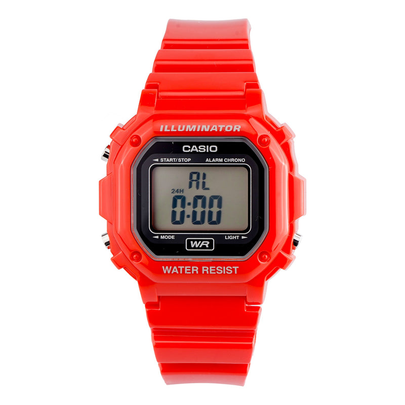 CASIOSmall Cube Quartz 50m Waterproof Strap Mineral Glass Lens Resin Strap Watch Red Digital