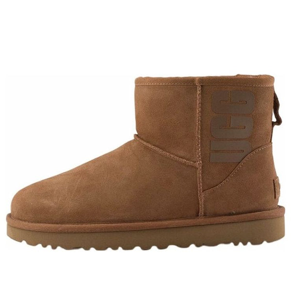 UGG(WMNS)  Classic Mini UGG Rubber Logo 'Chestnut'