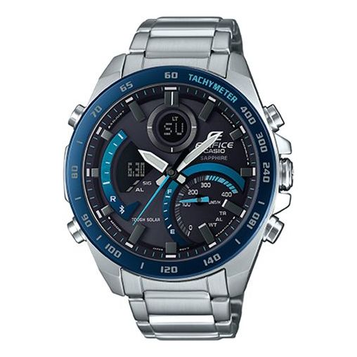 CASIOCasio Edifice Waterproof Analog-Digital Watch 'Silver Marine Blue'