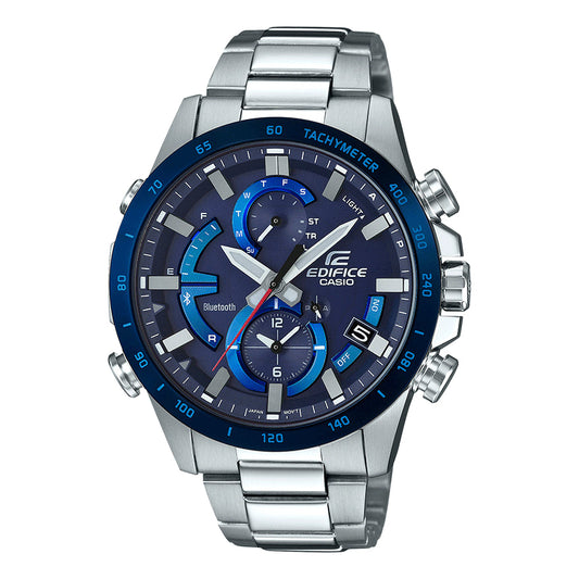 CASIOQuartz Solar Powered EDIFICE Waterproof Sports Stainless Steel Strap Mens Silver Analog