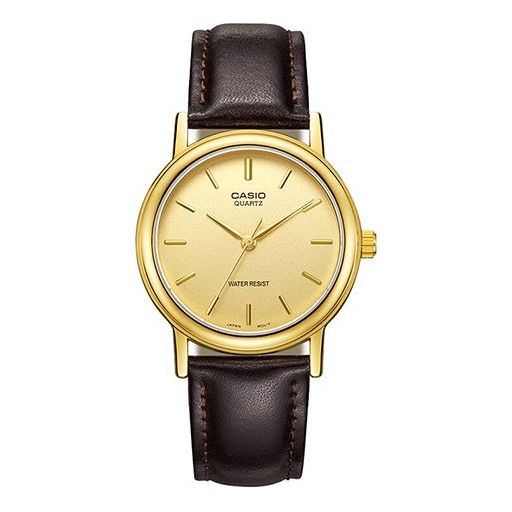 CASIOMen's  Business Minimalistic Casual Classic waterproof quartz Watch Brown Strap Color Mens Gold Analog