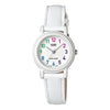 CASIOClassic Fashion Elegant Minimalistic Macaron Waterproof Retro Quartz Leather Strap Watch White Analog