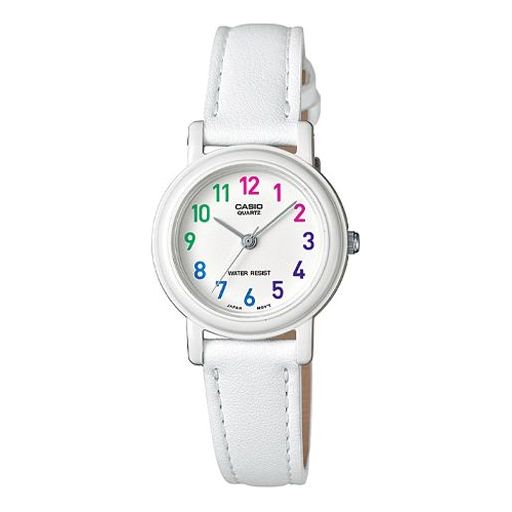 CASIOClassic Fashion Elegant Minimalistic Macaron Waterproof Retro Quartz Leather Strap Watch White Analog