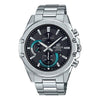 CASIOWaterproof EDIFICE Black DialSilver Strap Mens BlackSilver Analog/Digital Combo