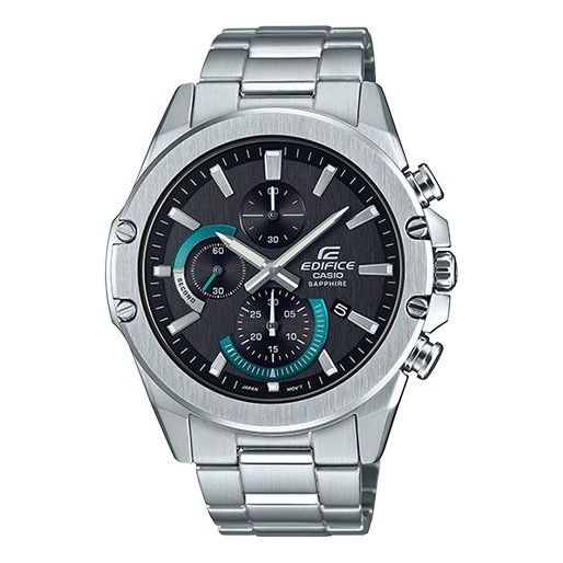CASIOWaterproof EDIFICE Black DialSilver Strap Mens BlackSilver Analog/Digital Combo