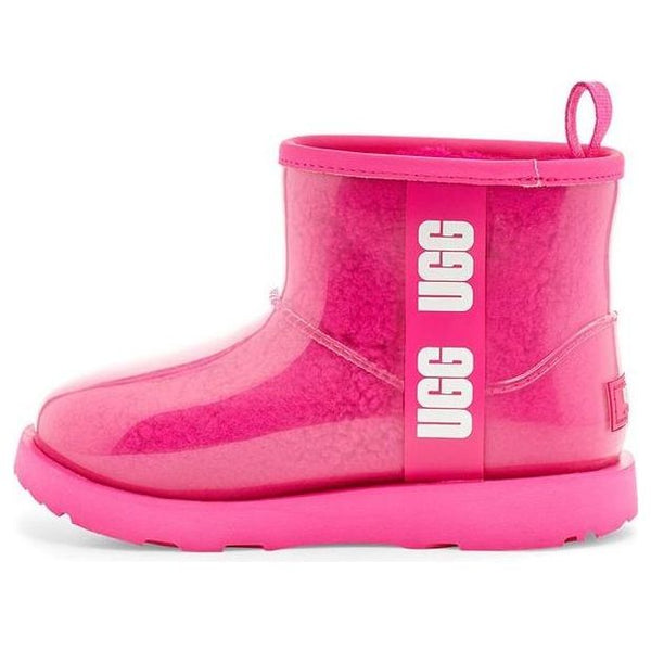 UGGClassic Clear Mini II Large LOGO Fleece Lined Big Boys Pink Red