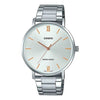 CASIOWaterproof Stainless Steel Silver Quartz Unisex Mens White Analog
