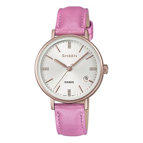 CASIOWaterproof SHEEN Quartz Sapphire Crystal Rose Red Analog