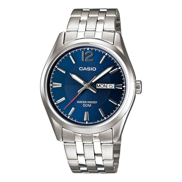 CASIOMen's  Quartz Movement Stainless Steel Strap Waterproof Quartz Watch Blue Mens